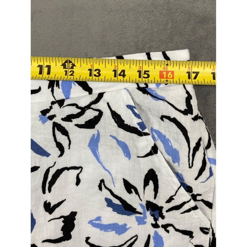 Habitat Clothes To Live In Floral Wide Leg Crop Pants Blue White Black Size L - Picture 5 of 8